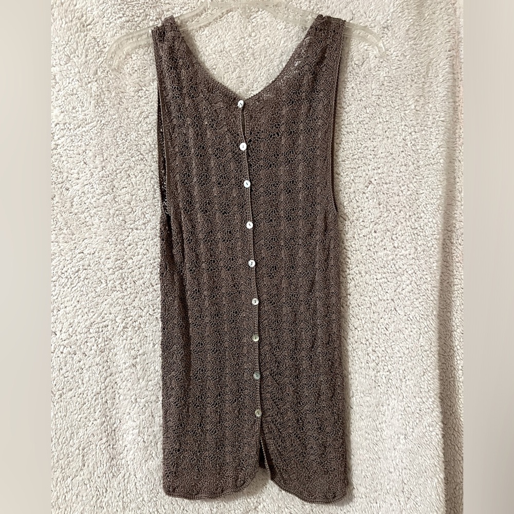 Will Smith Collections Light Brown Open Knit Sequins Sleeveless Sweater SZ M